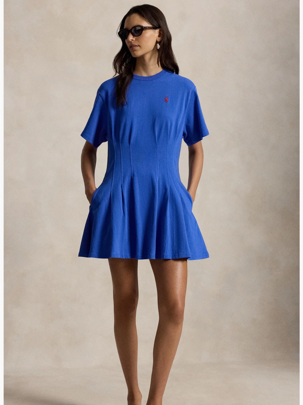 Polo Ralph Lauren Pleated Cotton Jersey Minidress
